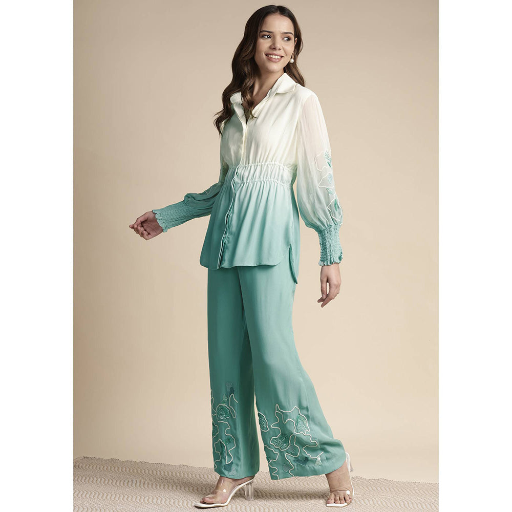 SAKSHI KHETTERPAL Mint Green Ombre Elasticated Co-Ord (Set of 2)