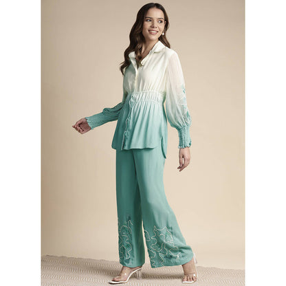 SAKSHI KHETTERPAL Mint Green Ombre Elasticated Co-Ord (Set of 2)