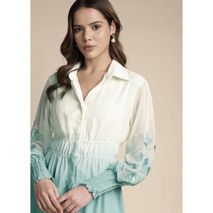 SAKSHI KHETTERPAL Mint Green Ombre Elasticated Co-Ord (Set of 2)