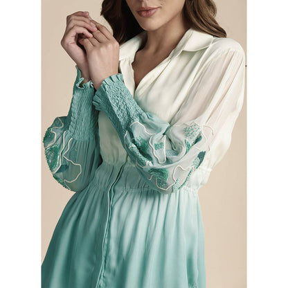 SAKSHI KHETTERPAL Mint Green Ombre Elasticated Co-Ord (Set of 2)