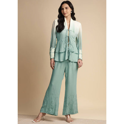 SAKSHI KHETTERPAL Mint Green Ombre Tie Up Co-Ord (Set of 2)