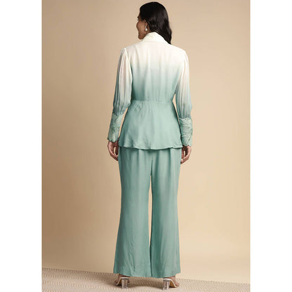 SAKSHI KHETTERPAL Mint Green Ombre Tie Up Co-Ord (Set of 2)