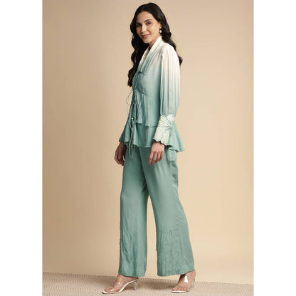 SAKSHI KHETTERPAL Mint Green Ombre Tie Up Co-Ord (Set of 2)
