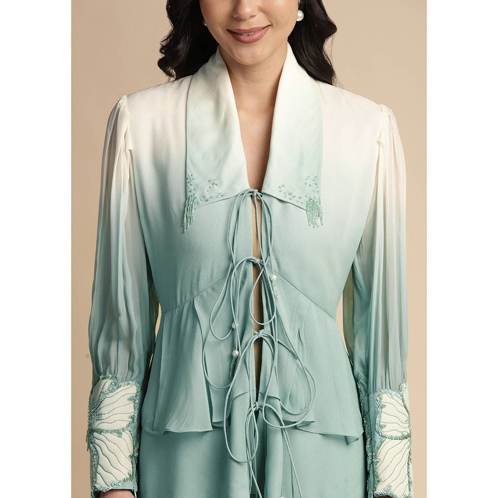 SAKSHI KHETTERPAL Mint Green Ombre Tie Up Co-Ord (Set of 2)