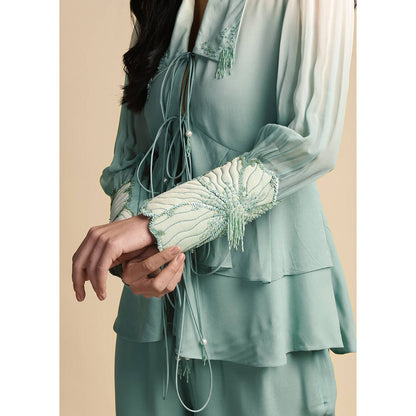SAKSHI KHETTERPAL Mint Green Ombre Tie Up Co-Ord (Set of 2)