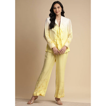 SAKSHI KHETTERPAL Sunshine Ombre Ruffle Tie-Up Co-Ord (Set of 2)