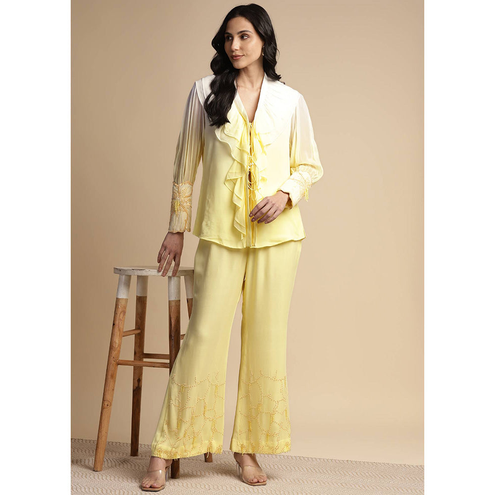 SAKSHI KHETTERPAL Sunshine Ombre Ruffle Tie-Up Co-Ord (Set of 2)