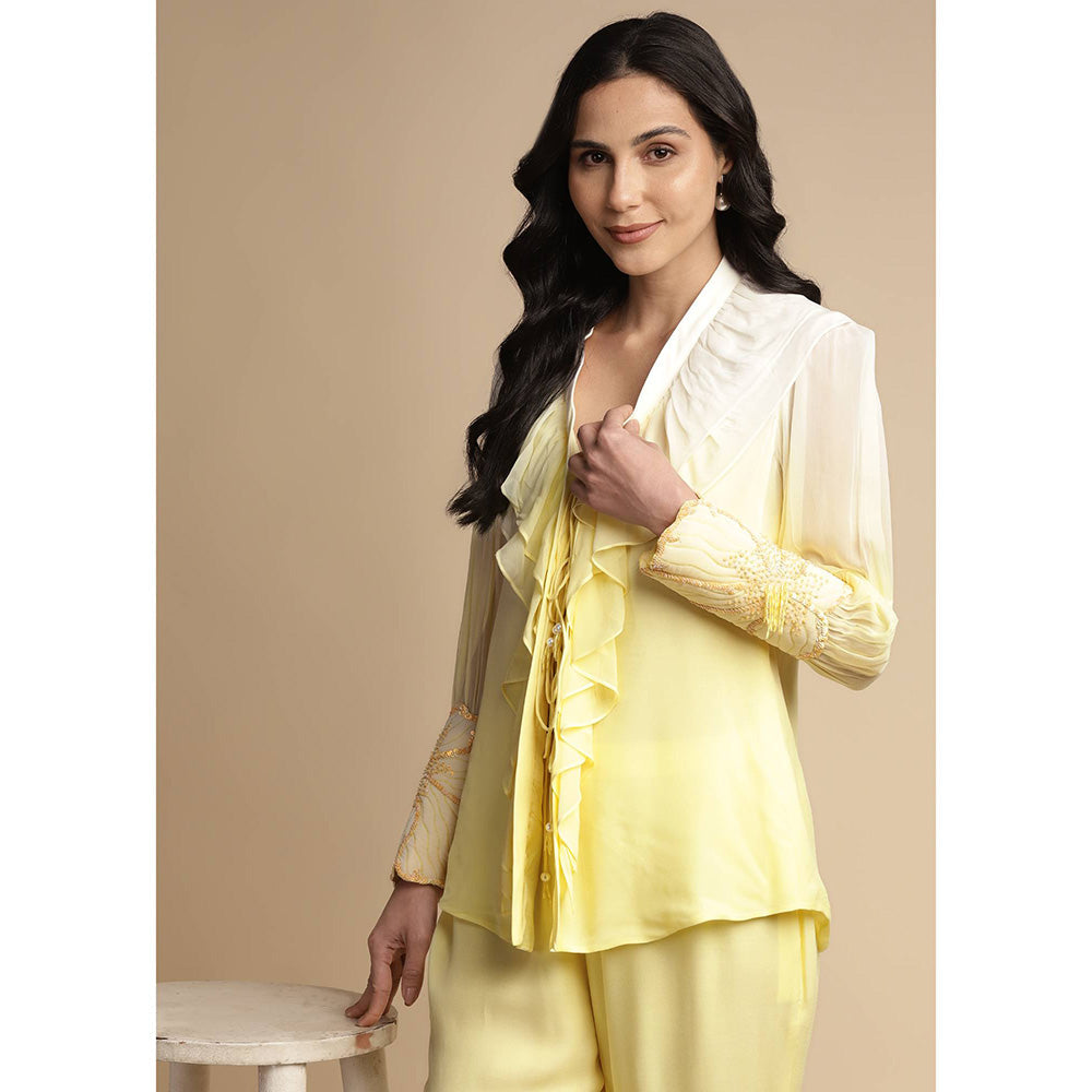 SAKSHI KHETTERPAL Sunshine Ombre Ruffle Tie-Up Co-Ord (Set of 2)
