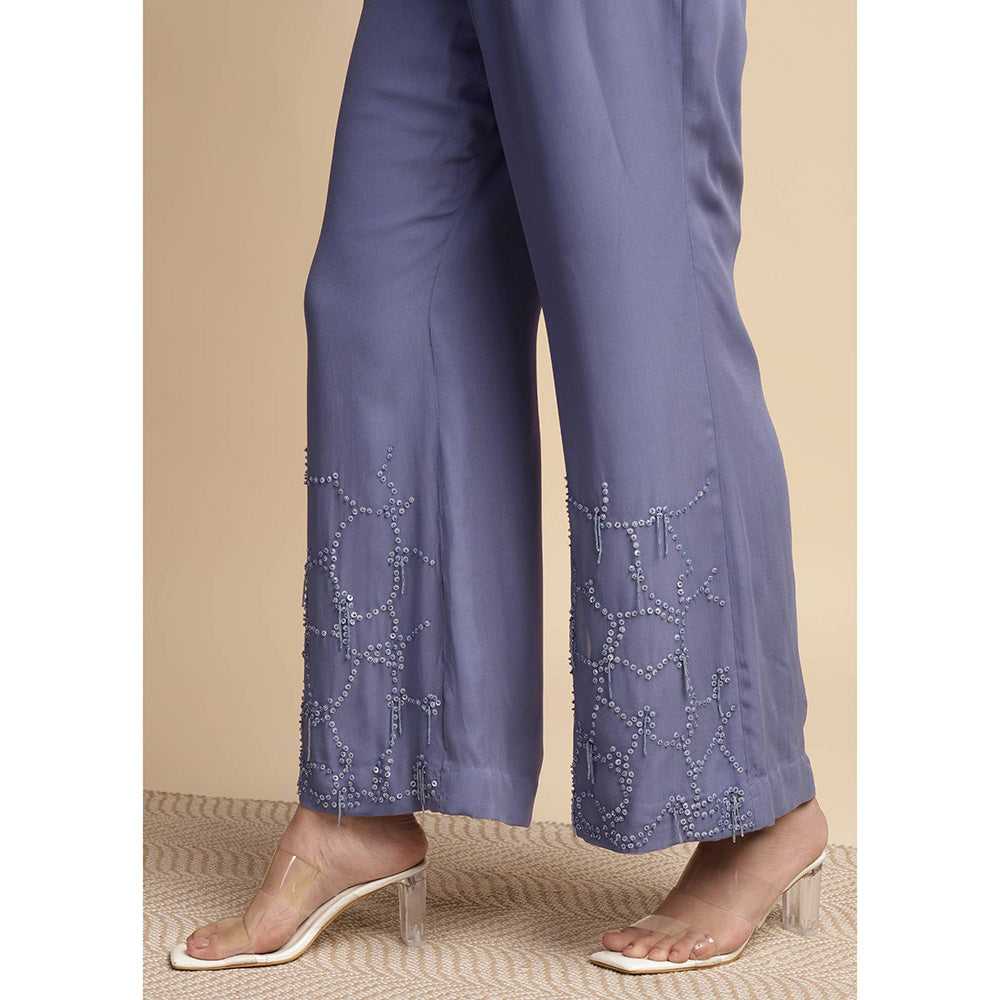 SAKSHI KHETTERPAL Very Peri Purple Ombre One Side Sequined Embroidered Co-Ord (Set of 2)