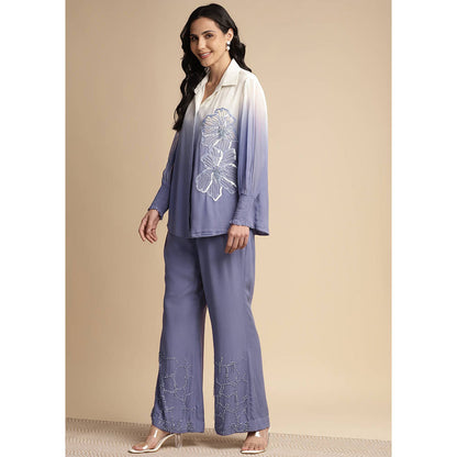 SAKSHI KHETTERPAL Very Peri Purple Ombre One Side Sequined Embroidered Co-Ord (Set of 2)