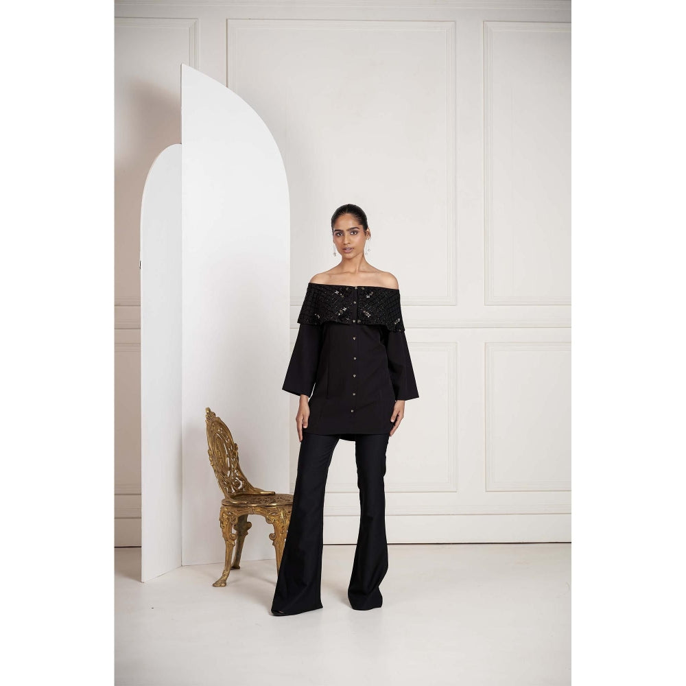 SAKSHI G CHAWLA Black Dove Off Shoulder Top