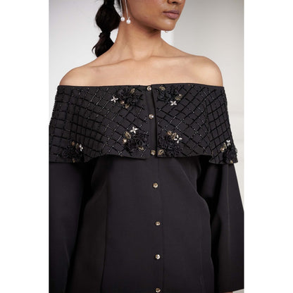 SAKSHI G CHAWLA Black Dove Off Shoulder Top