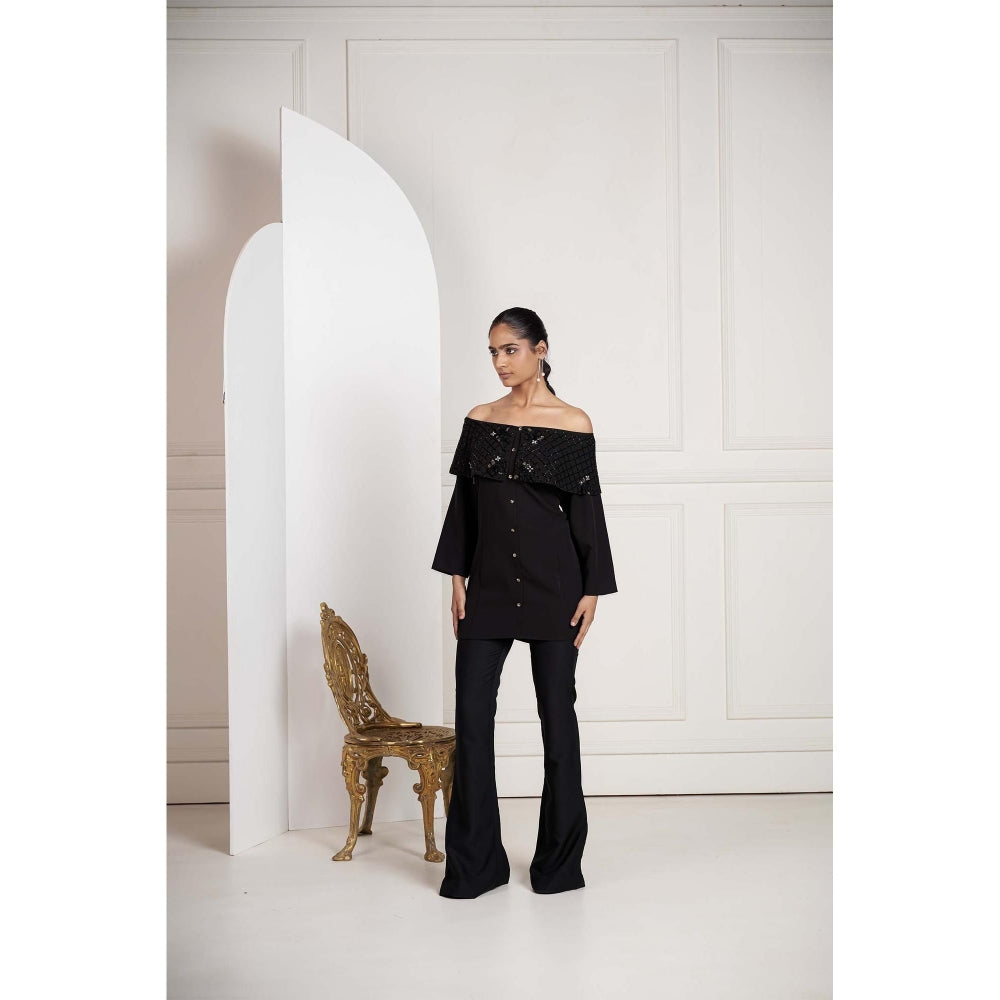 SAKSHI G CHAWLA Black Dove Off Shoulder Top