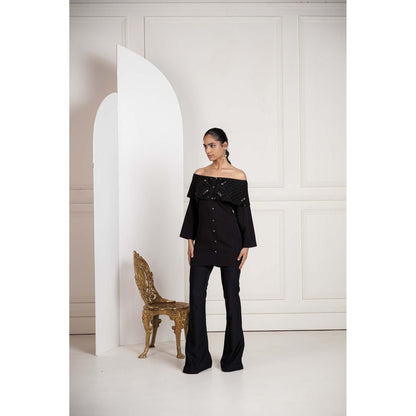 SAKSHI G CHAWLA Black Dove Off Shoulder Top