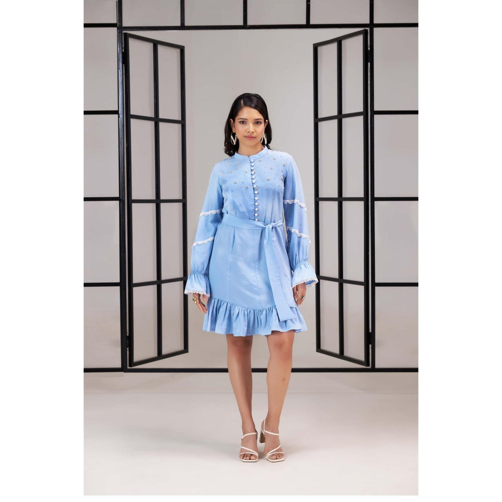 SAKSHI G CHAWLA Blue Nora Dress with Belt