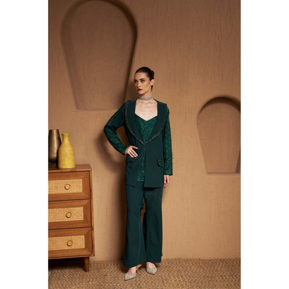 SAKSHI G CHAWLA Green Adila Blazer Co-Ord Set