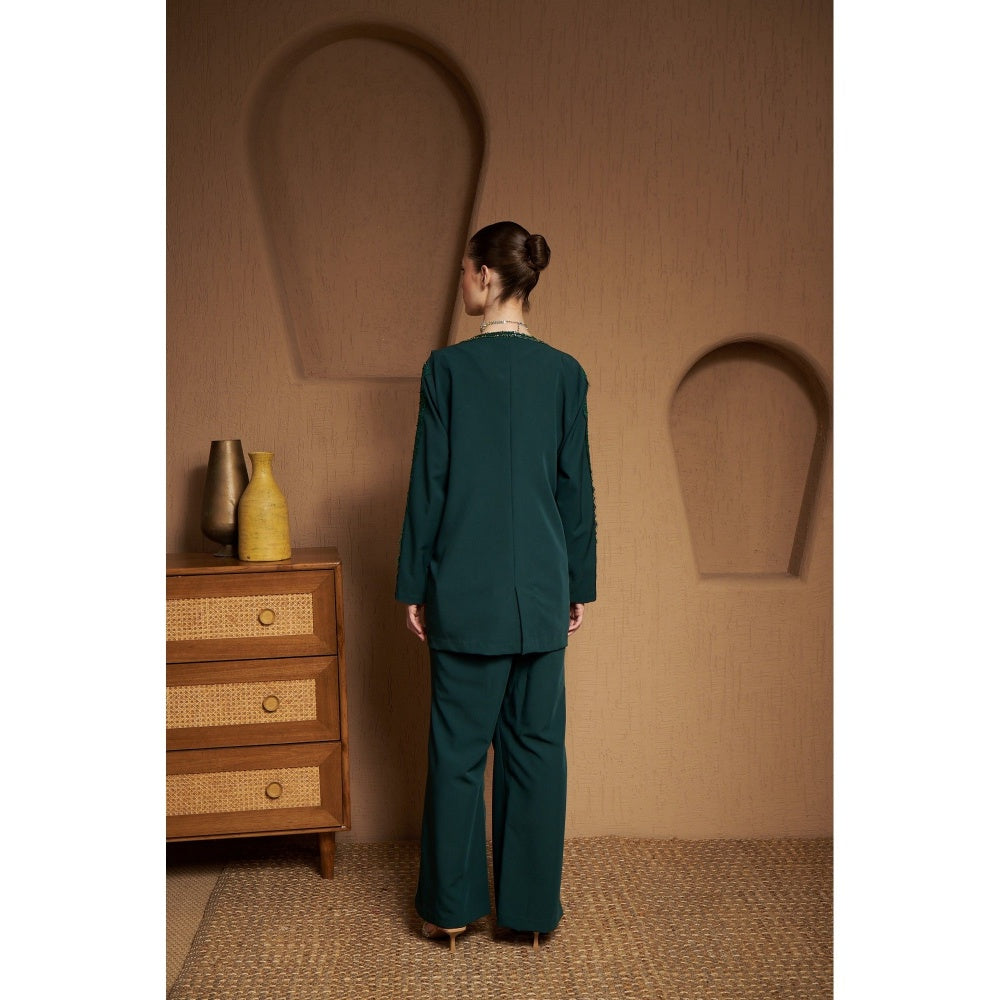 SAKSHI G CHAWLA Green Adila Blazer Co-Ord Set