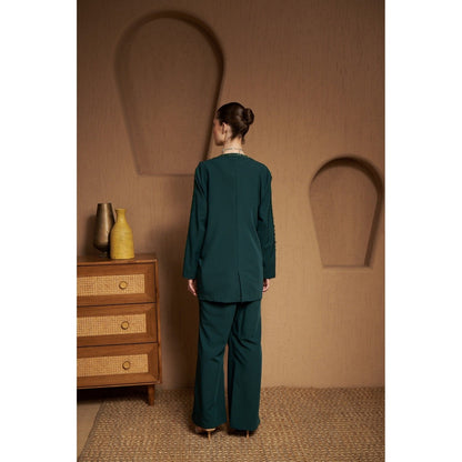 SAKSHI G CHAWLA Green Adila Blazer Co-Ord Set