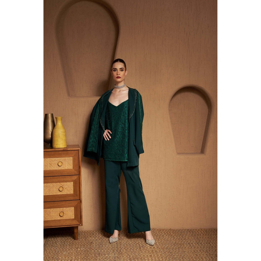 SAKSHI G CHAWLA Green Adila Blazer Co-Ord Set
