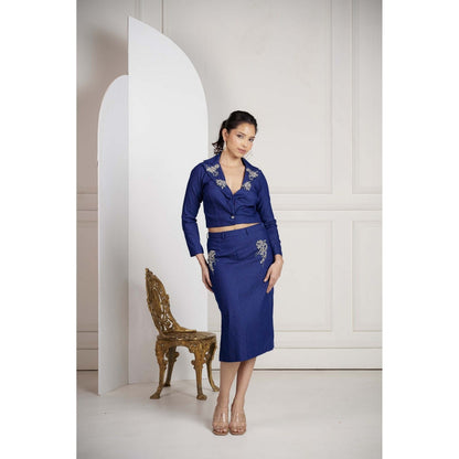 SAKSHI G CHAWLA Blue Emma Top with Skirt