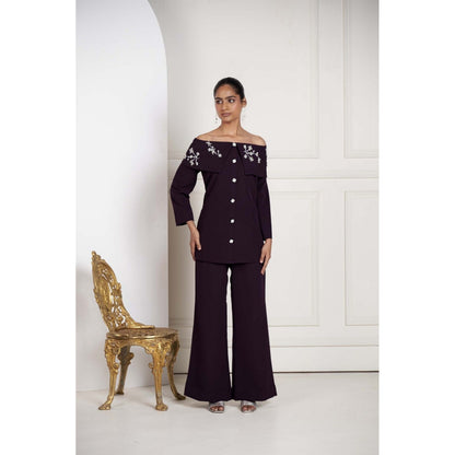 SAKSHI G CHAWLA Purple Floral Top with Pant
