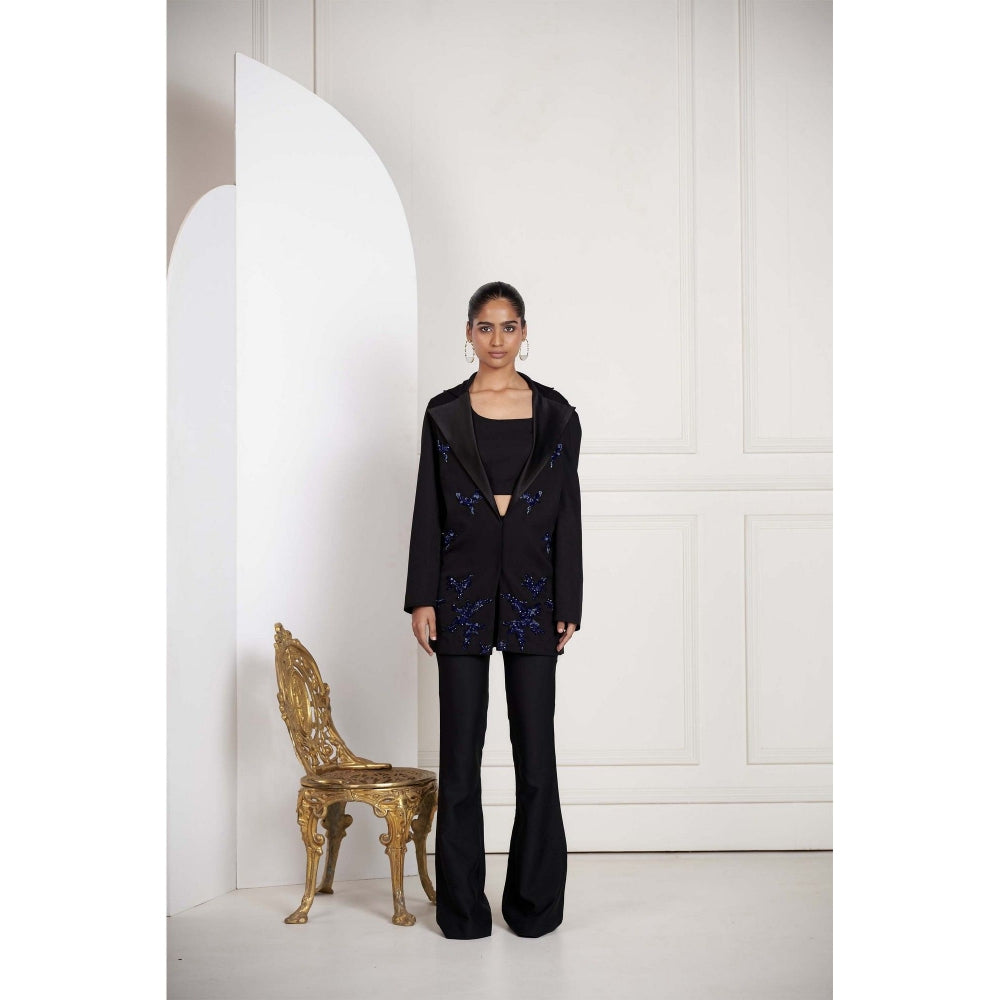 SAKSHI G CHAWLA Black Sofia Top with Pant and Bustier
