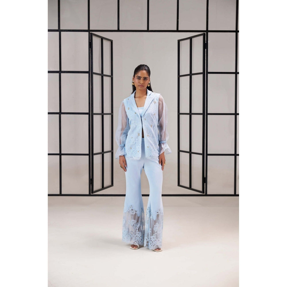 SAKSHI G CHAWLA Blue Astroil Bustier with Jacket and Pant