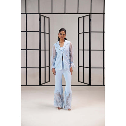 SAKSHI G CHAWLA Blue Astroil Bustier with Jacket and Pant
