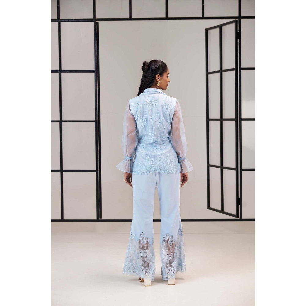 SAKSHI G CHAWLA Blue Astroil Bustier with Jacket and Pant