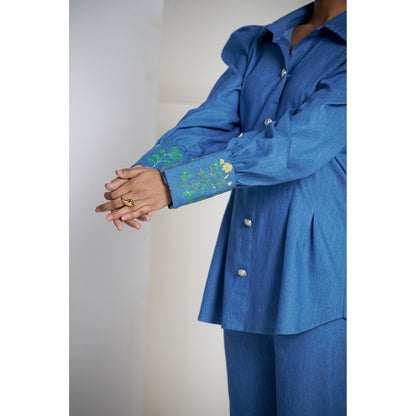 SAKSHI G CHAWLA Blue Aina Shirt with Pant