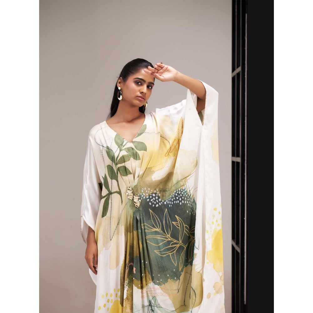SAKSHI G CHAWLA Modal V-Neck Multi-Color Printed Kaftan Dress