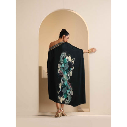 SAKSHI G CHAWLA Modal One Shoulder Multi-Color Printed Kaftan Dress
