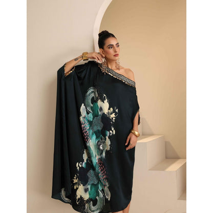 SAKSHI G CHAWLA Modal One Shoulder Multi-Color Printed Kaftan Dress