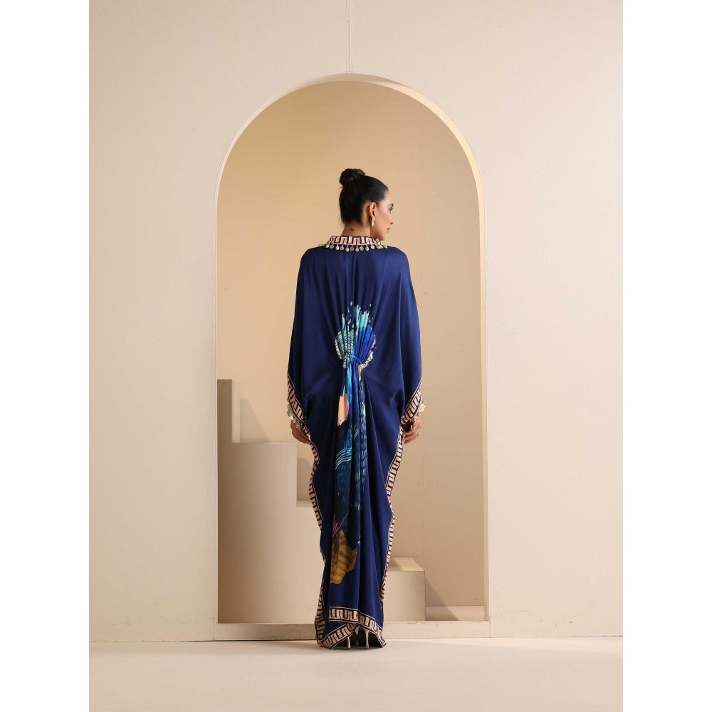 SAKSHI G CHAWLA Modal V-Neck Multi-Color Abstract Kaftan Dress