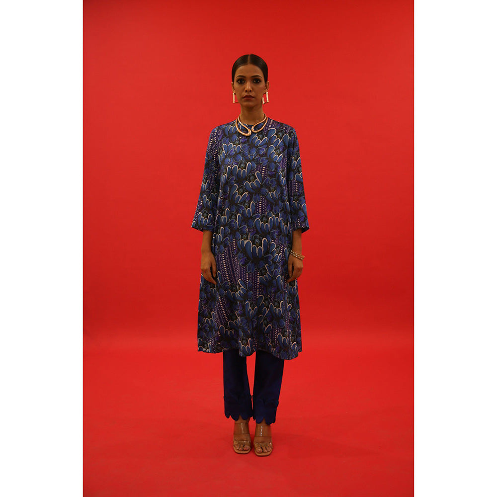 Saksham & Neharicka Neel Printed Kurta In Chanderi