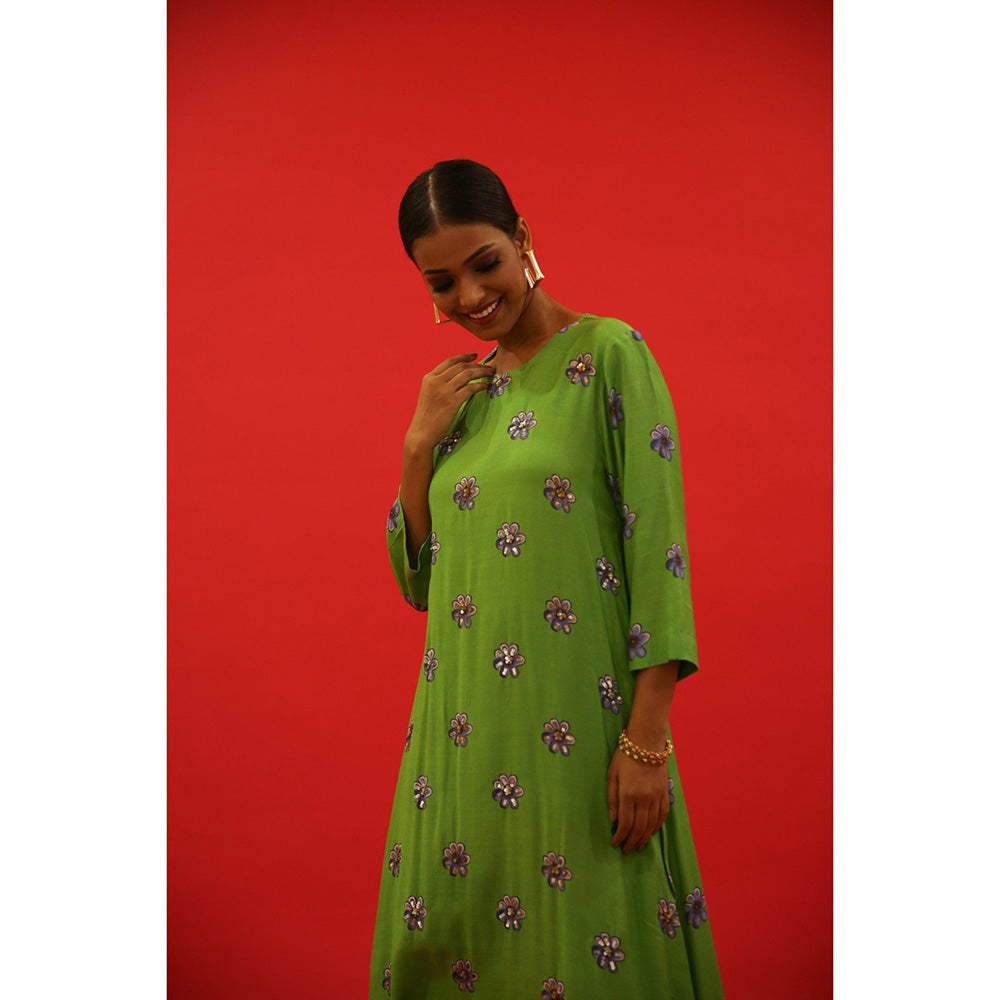 Saksham & Neharicka Green Boota Kurta In Chanderi