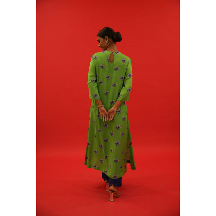 Saksham & Neharicka Green Boota Kurta In Chanderi