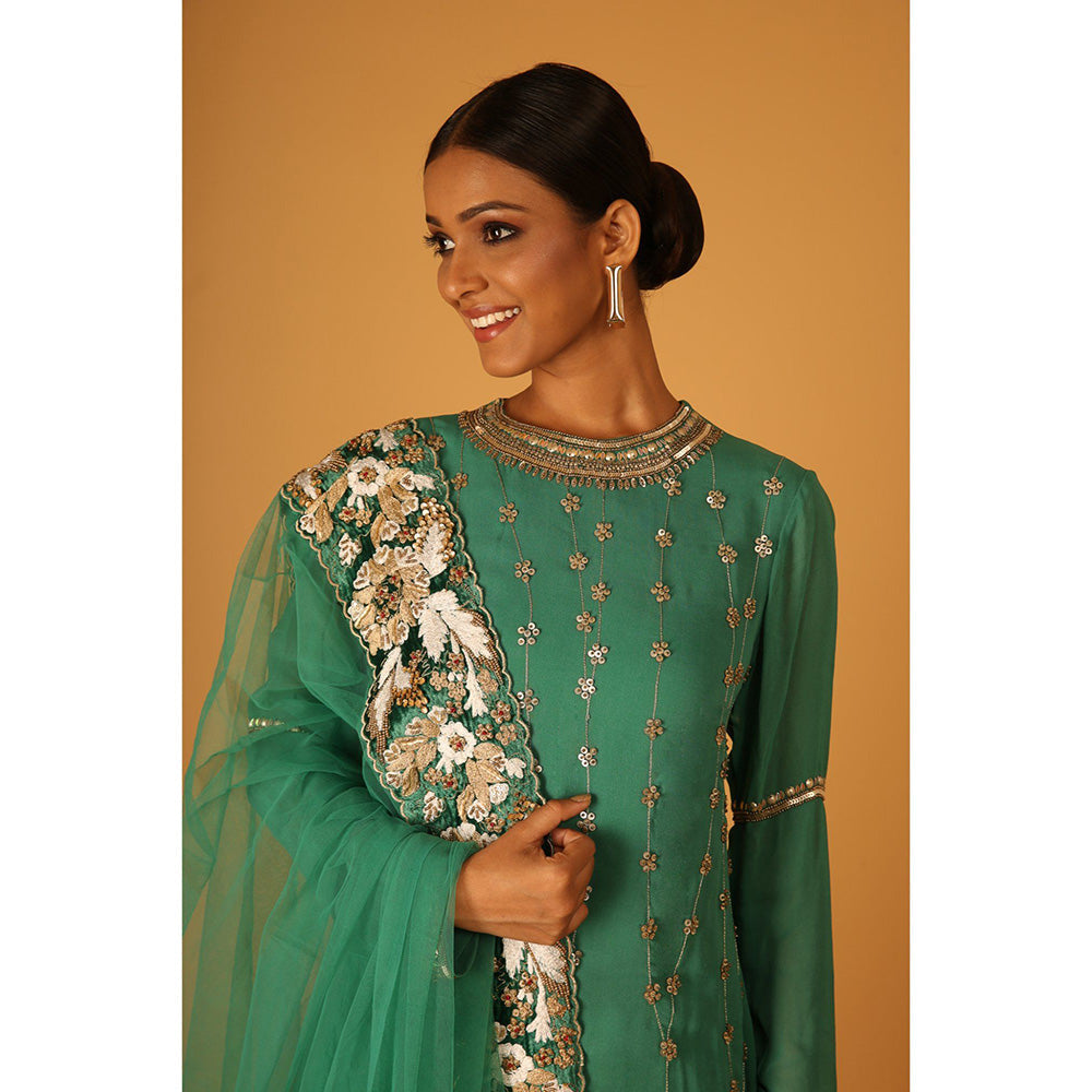 Saksham & Neharicka Heena Sharara In Georgette with Kurta and Dupatta (Set of 3)