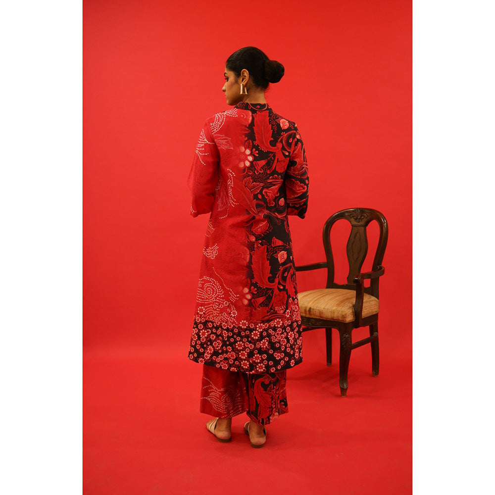 Saksham & Neharicka Red Printed Co-Ord (Set of 3)