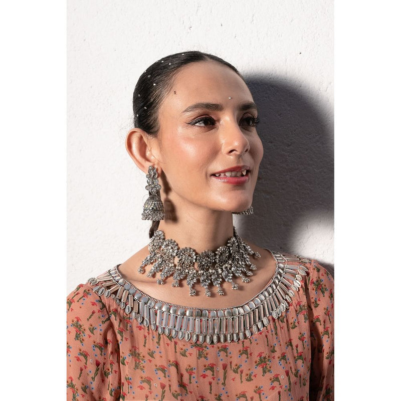 Saksham & Neharicka Blush Pink Printed & Embroidered Kurta with Palazzo (Set of 2)