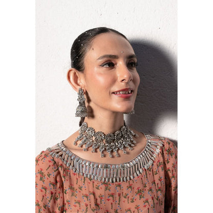 Saksham & Neharicka Blush Pink Printed & Embroidered Kurta with Palazzo (Set of 2)