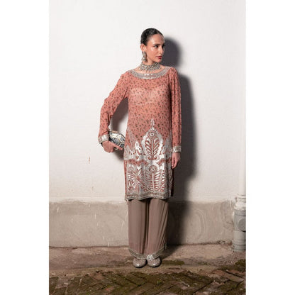 Saksham & Neharicka Blush Pink Printed & Embroidered Kurta with Palazzo (Set of 2)