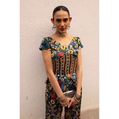 Saksham & Neharicka Multi Coloured Printed Co-Ord (Set of 2)