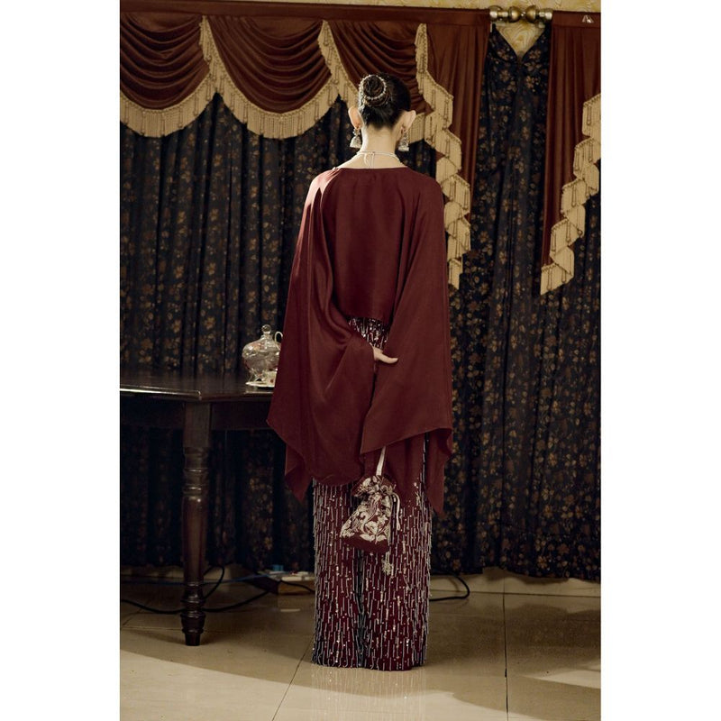 Saksham & Neharicka Maroon Embroidered Top with Pant (Set of 2)