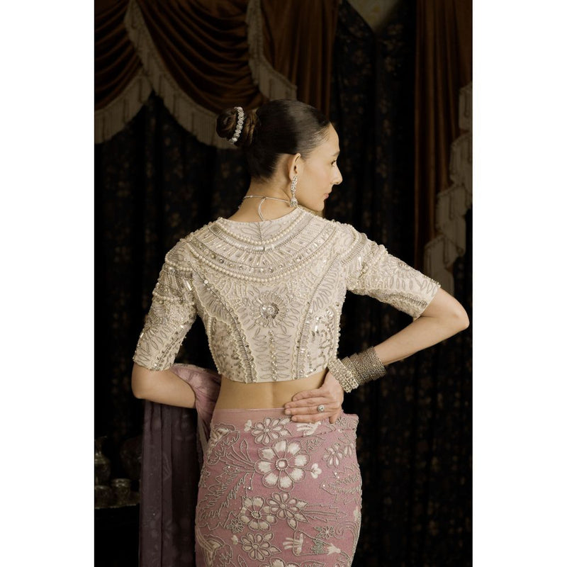 Saksham & Neharicka Embroidered White Stitched Blouse