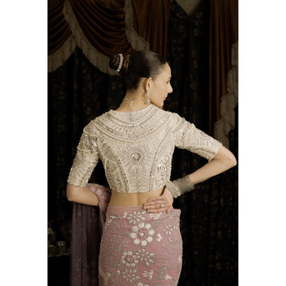 Saksham & Neharicka Embroidered White Stitched Blouse