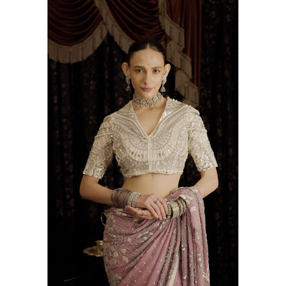 Saksham & Neharicka Embroidered White Stitched Blouse