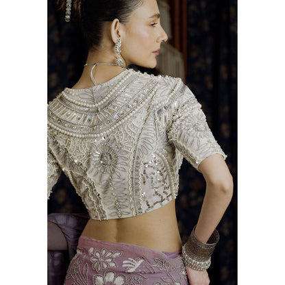 Saksham & Neharicka Embroidered White Stitched Blouse