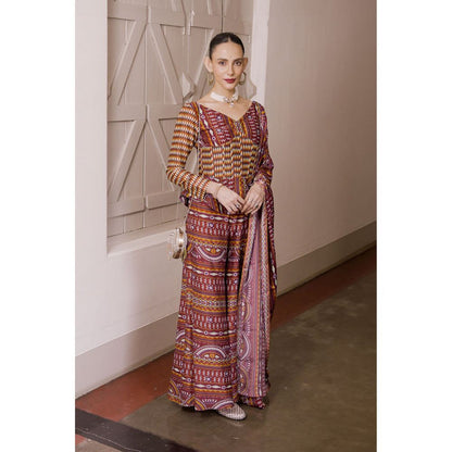 Saksham & Neharicka Brown Printed Co-Ord (Set of 2)