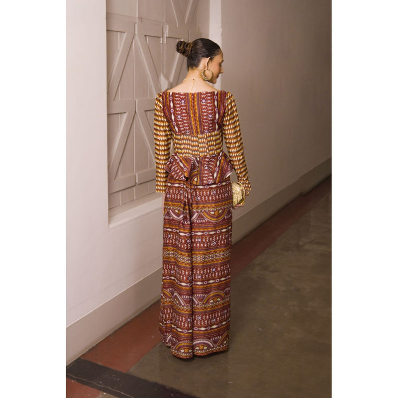 Saksham & Neharicka Brown Printed Co-Ord (Set of 2)
